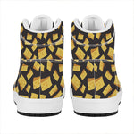 Black Cheese And Holes Pattern Print High Top Leather Sneakers