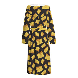 Black Cheese And Holes Pattern Print Hooded Bathrobe