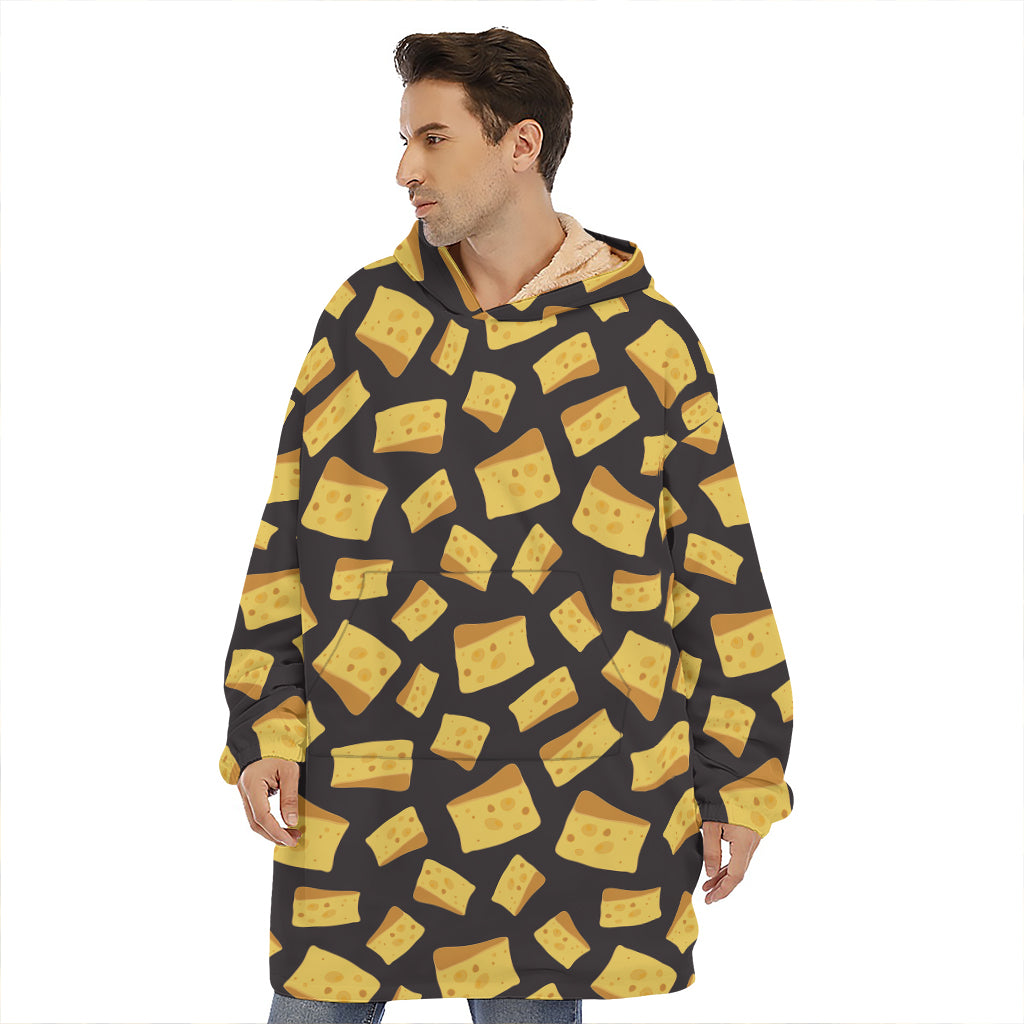 Black Cheese And Holes Pattern Print Hoodie Blanket