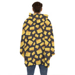 Black Cheese And Holes Pattern Print Hoodie Blanket