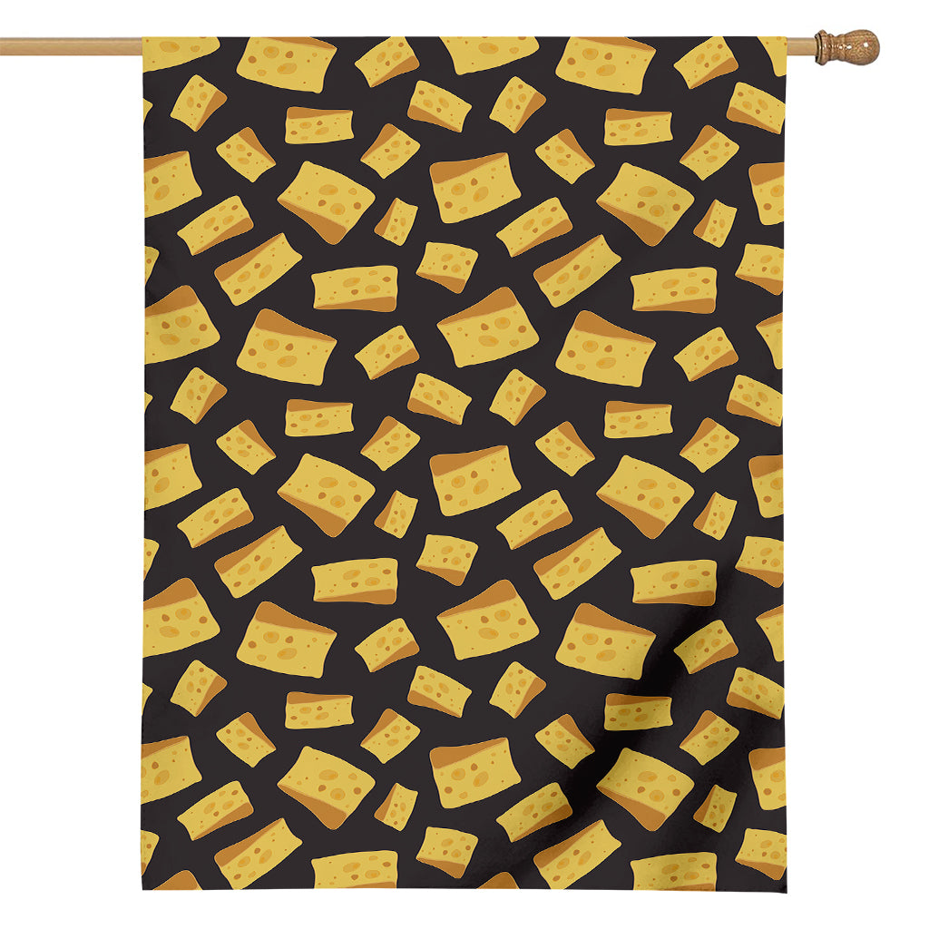 Black Cheese And Holes Pattern Print House Flag