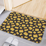 Black Cheese And Holes Pattern Print Indoor Door Mat