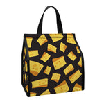 Black Cheese And Holes Pattern Print Insulated Lunch Tote
