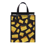 Black Cheese And Holes Pattern Print Insulated Lunch Tote