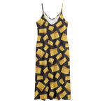 Black Cheese And Holes Pattern Print Jersey Midi Cami Dress