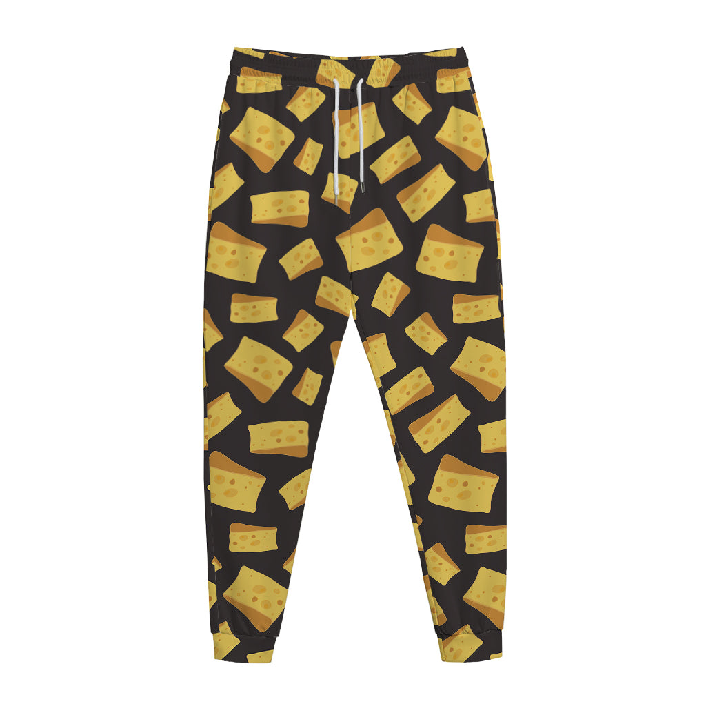 Black Cheese And Holes Pattern Print Jogger Pants