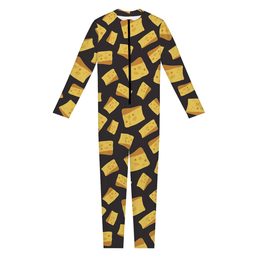 Black Cheese And Holes Pattern Print Jumpsuit