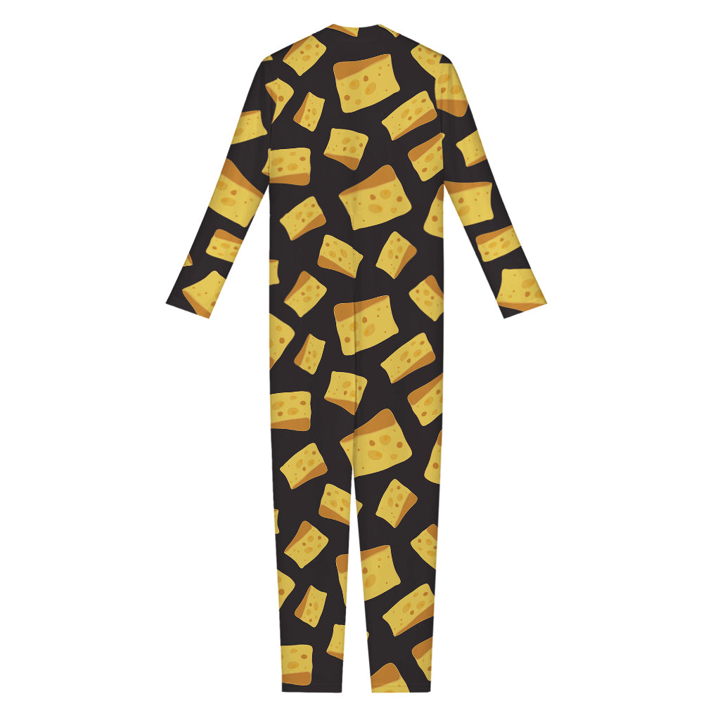 Black Cheese And Holes Pattern Print Jumpsuit