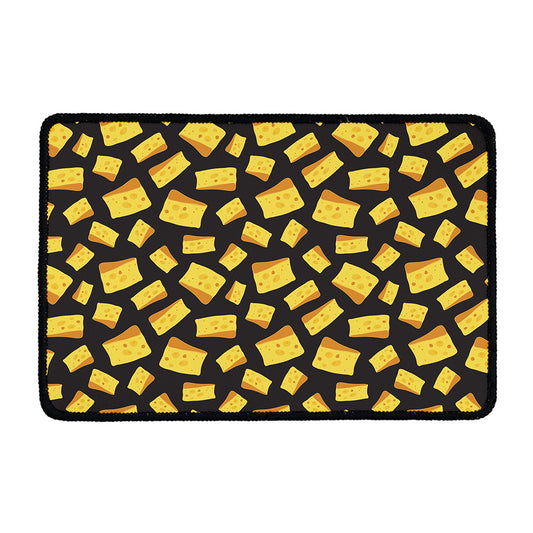 Black Cheese And Holes Pattern Print Kitchen Mat