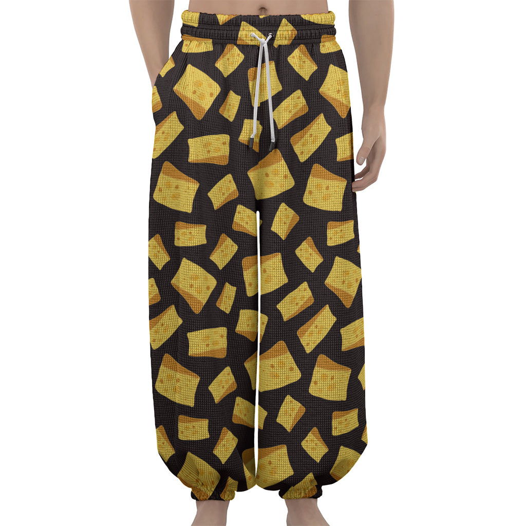 Black Cheese And Holes Pattern Print Lantern Pants