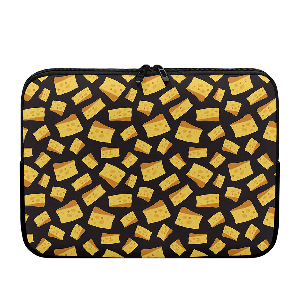Black Cheese And Holes Pattern Print Laptop Sleeve