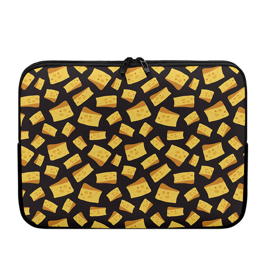 Black Cheese And Holes Pattern Print Laptop Sleeve