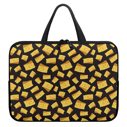 Black Cheese And Holes Pattern Print Laptop Sleeve With Handle