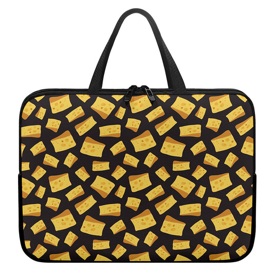 Black Cheese And Holes Pattern Print Laptop Sleeve With Handle