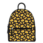 Black Cheese And Holes Pattern Print Leather Backpack