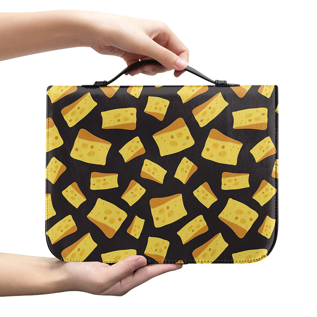 Black Cheese And Holes Pattern Print Leather Bible Cover