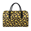 Black Cheese And Holes Pattern Print Leather Duffel Bag