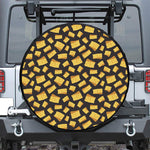Black Cheese And Holes Pattern Print Leather Spare Tire Cover
