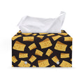 Black Cheese And Holes Pattern Print Leather Tissue Box Cover
