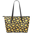 Black Cheese And Holes Pattern Print Leather Tote Bag With Zipper