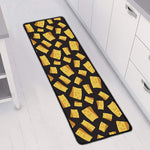Black Cheese And Holes Pattern Print Long Kitchen Mat