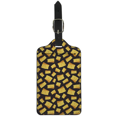 Black Cheese And Holes Pattern Print Luggage Tag