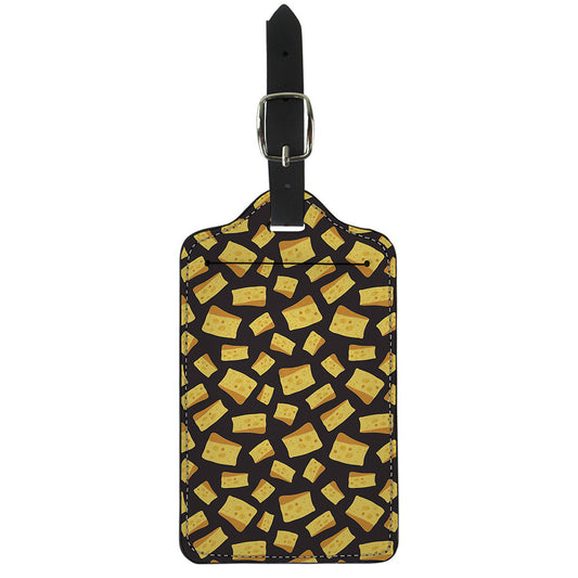 Black Cheese And Holes Pattern Print Luggage Tag