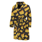 Black Cheese And Holes Pattern Print Men's Bathrobe