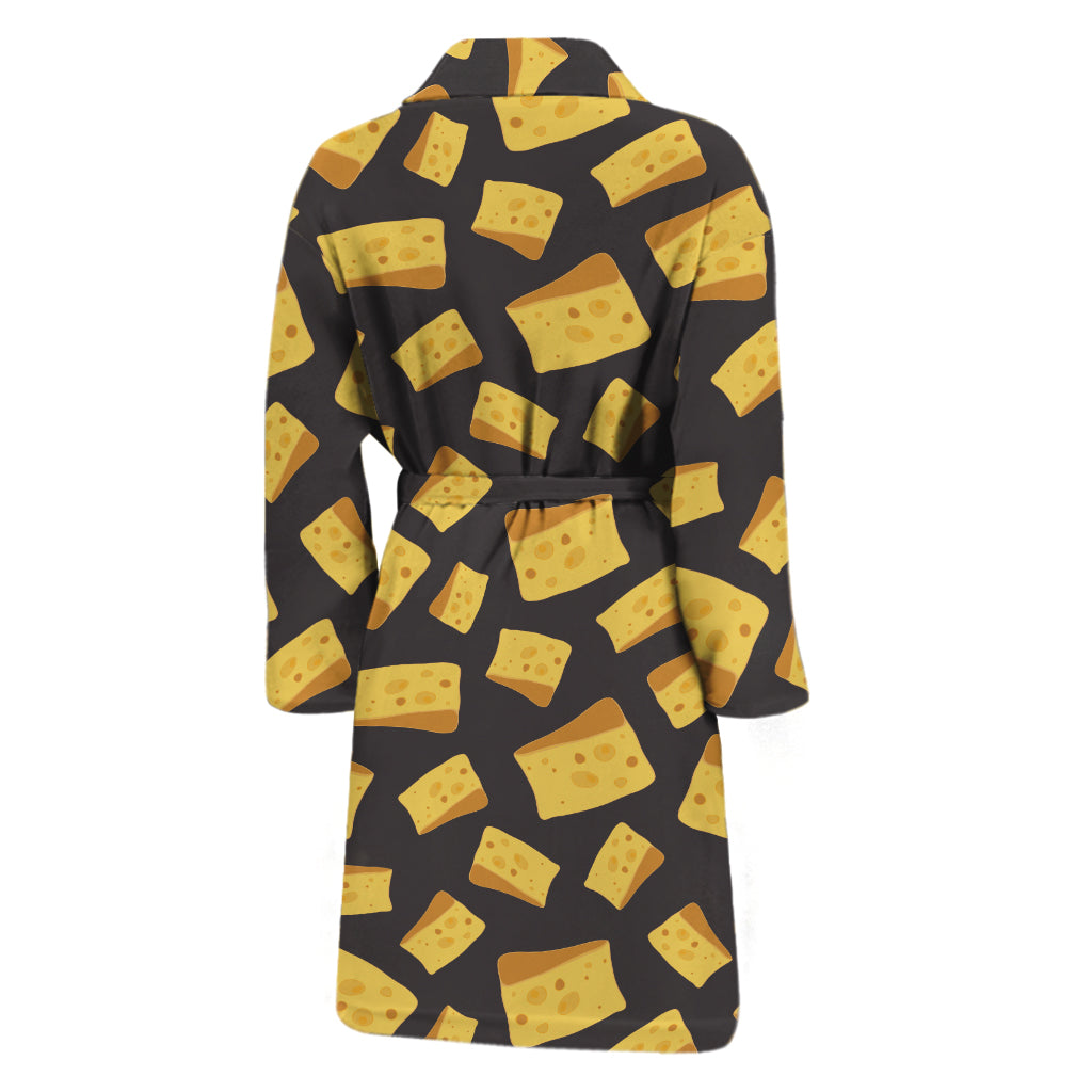 Black Cheese And Holes Pattern Print Men's Bathrobe