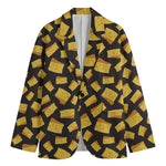 Black Cheese And Holes Pattern Print Men's Blazer