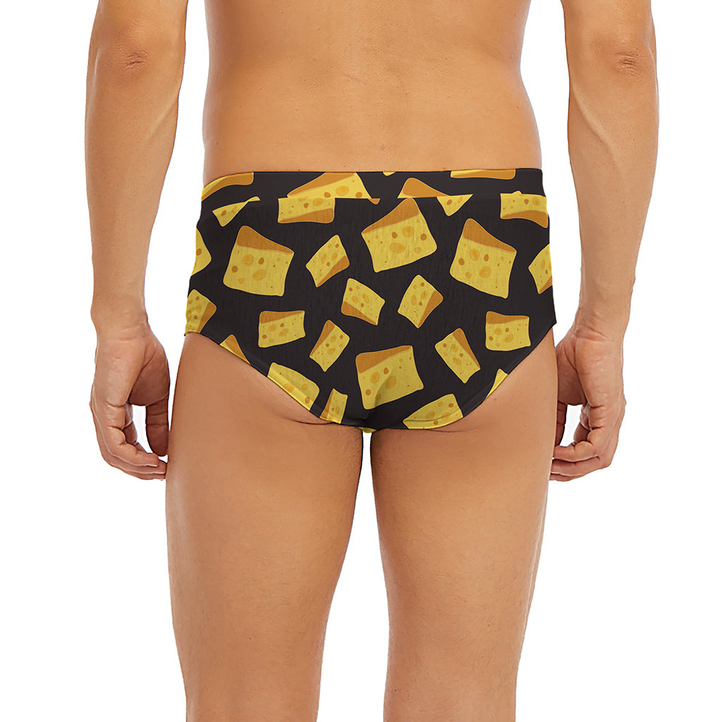 Black Cheese And Holes Pattern Print Men's Briefs