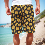 Black Cheese And Holes Pattern Print Men's Cargo Shorts