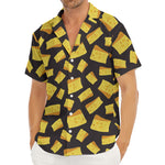 Black Cheese And Holes Pattern Print Men's Deep V-Neck Shirt