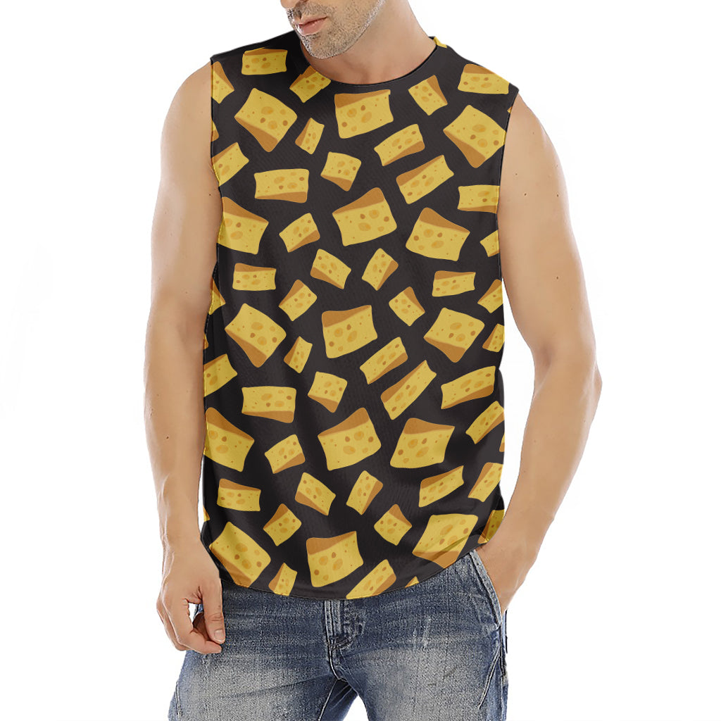 Black Cheese And Holes Pattern Print Men's Fitness Tank Top