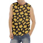 Black Cheese And Holes Pattern Print Men's Fitness Tank Top