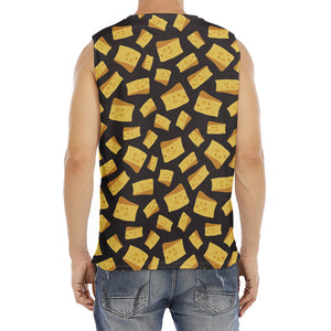 Black Cheese And Holes Pattern Print Men's Fitness Tank Top