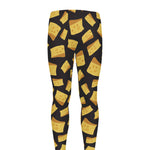 Black Cheese And Holes Pattern Print Men's leggings