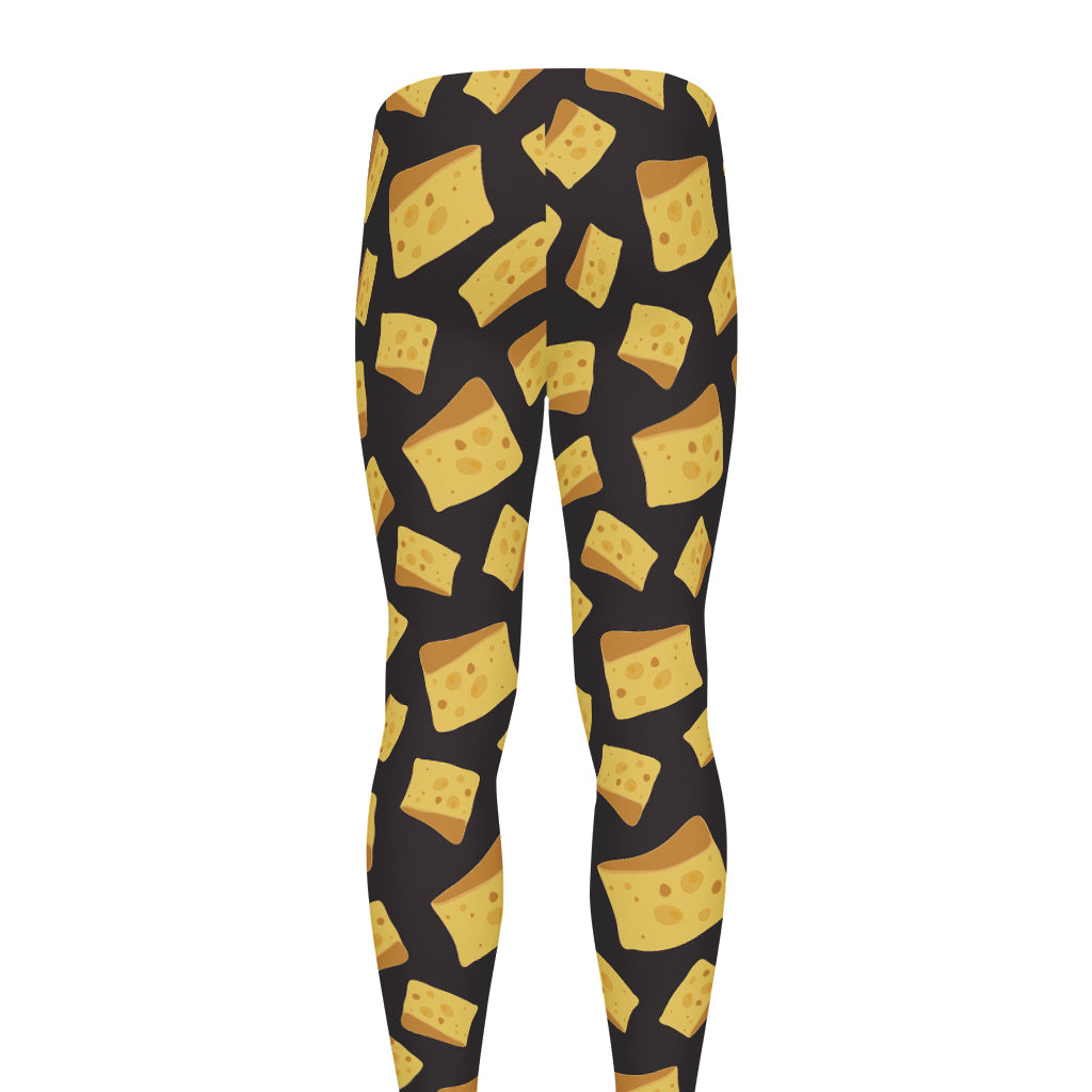 Black Cheese And Holes Pattern Print Men's leggings