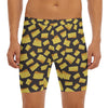 Black Cheese And Holes Pattern Print Men's Long Boxer Briefs