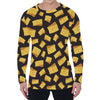 Black Cheese And Holes Pattern Print Men's Long Sleeve T-Shirt