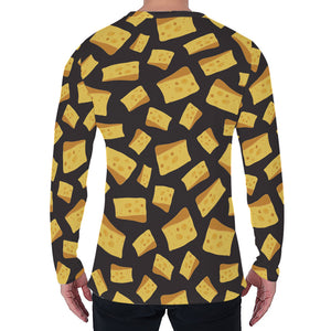 Black Cheese And Holes Pattern Print Men's Long Sleeve T-Shirt