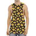 Black Cheese And Holes Pattern Print Men's Muscle Tank Top
