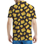 Black Cheese And Holes Pattern Print Men's Polo Shirt