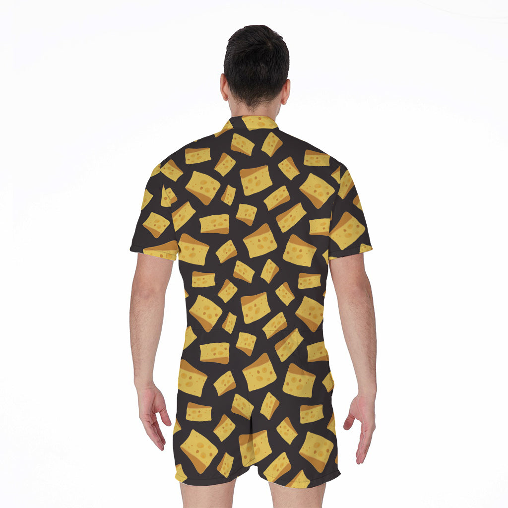 Black Cheese And Holes Pattern Print Men's Rompers