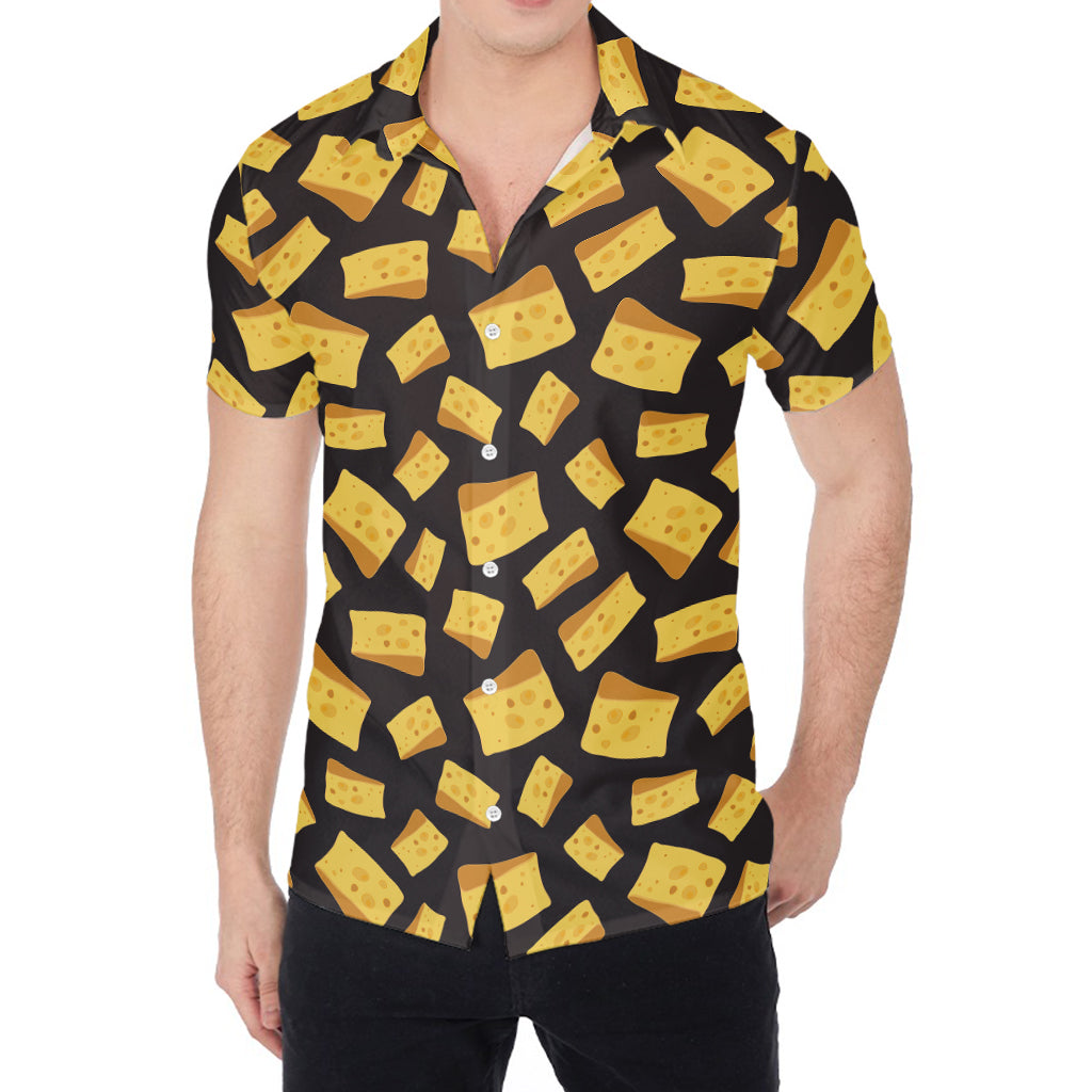 Black Cheese And Holes Pattern Print Men's Shirt