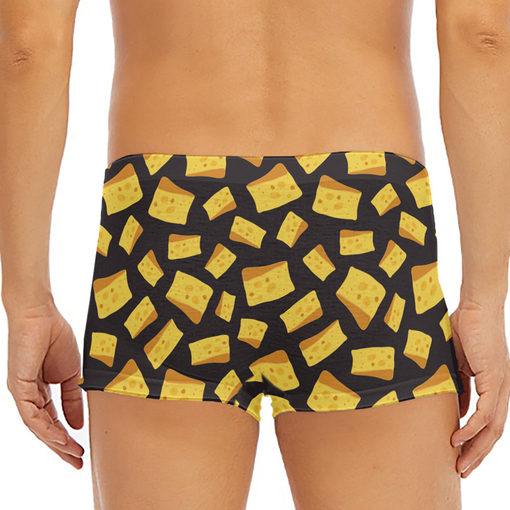 Black Cheese And Holes Pattern Print Men's Short Boxer Briefs