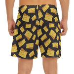 Black Cheese And Holes Pattern Print Men's Split Running Shorts