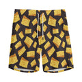 Black Cheese And Holes Pattern Print Men's Athletic Shorts