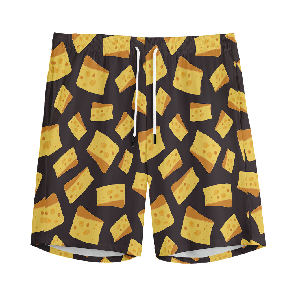 Black Cheese And Holes Pattern Print Men's Sports Shorts