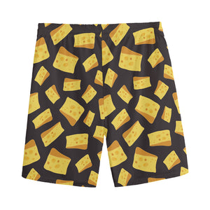 Black Cheese And Holes Pattern Print Men's Sports Shorts